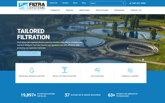 Filtra Systems website before