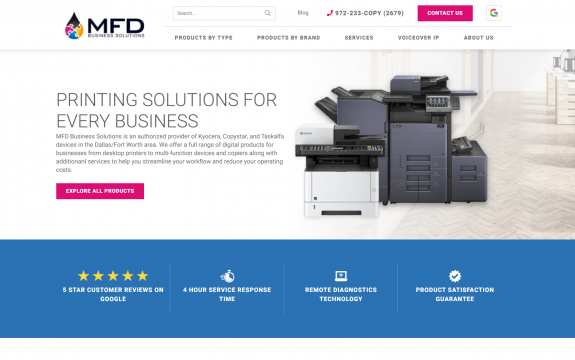 MFD Business Solutions website before