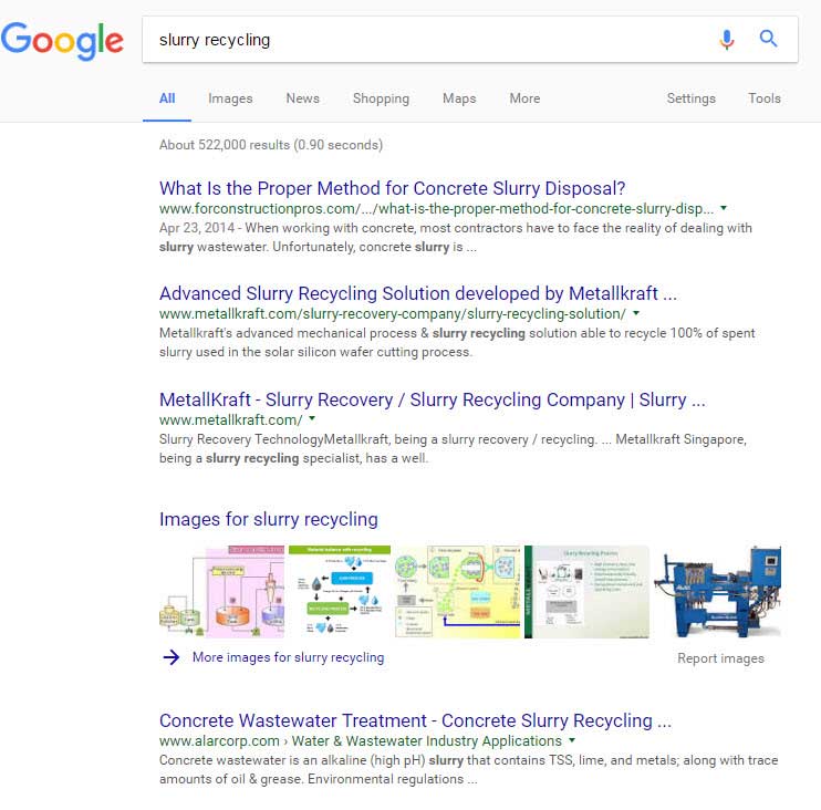 Google Results for Slurry Recycling