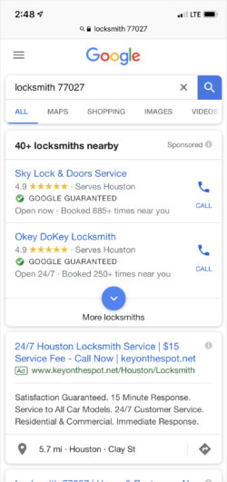 local search ads using an iPhone x