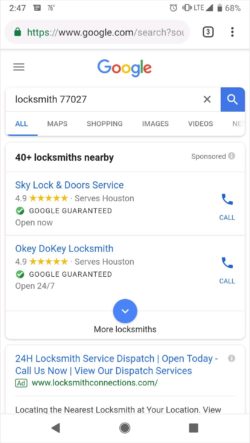 local search ads using a google pixel 2.