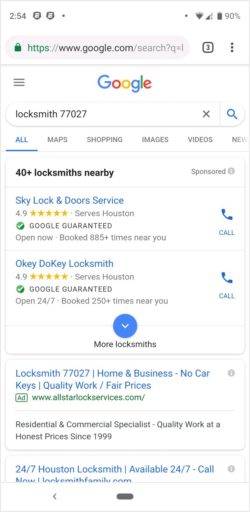 local search ads using a google pixel 3 xl