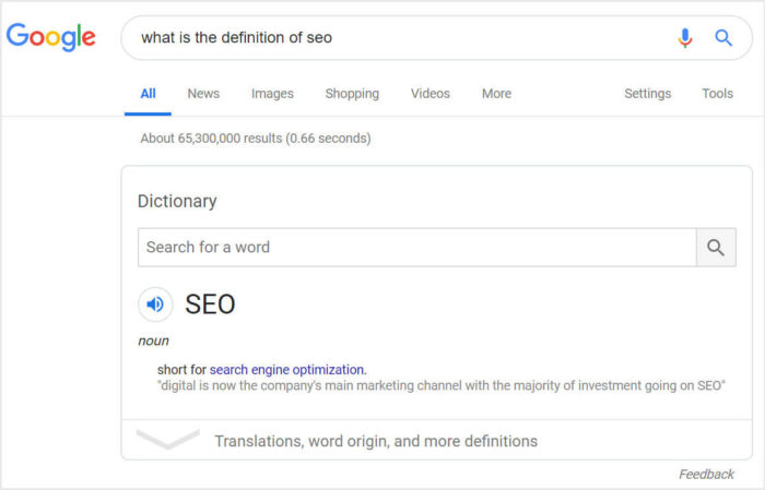 No Click Search Results Responding with a Definition