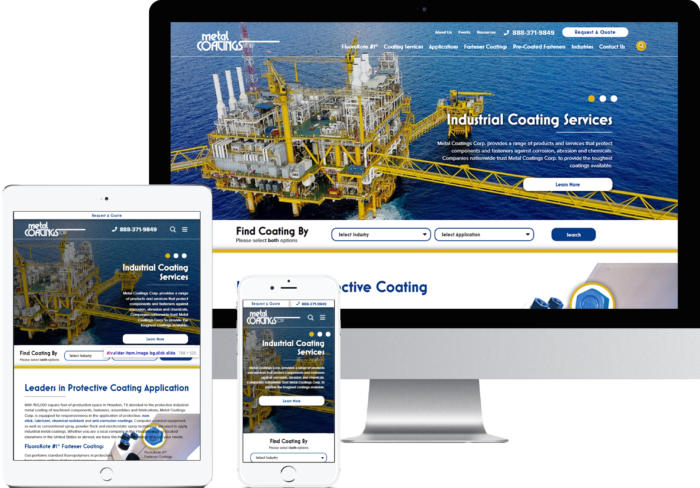 Gold Award Winning Services Website, Metal Coatings