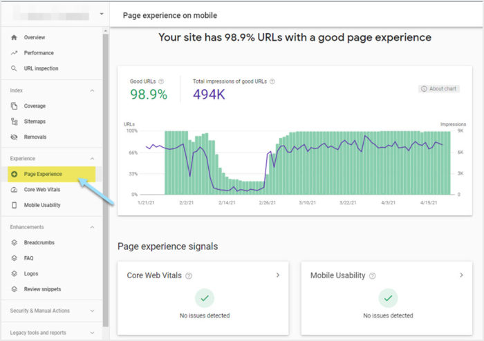 Google's new page experience report