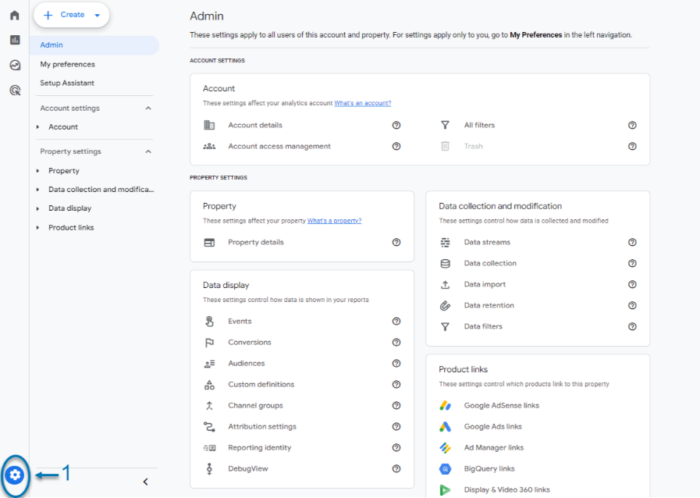 New Admin View in GA4